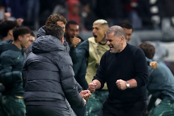 Ange Postecoglou celebrates.