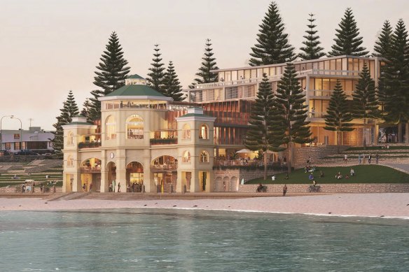 A render of a new design for the redevelopment of the Indiana Teahouse in Cottesloe.