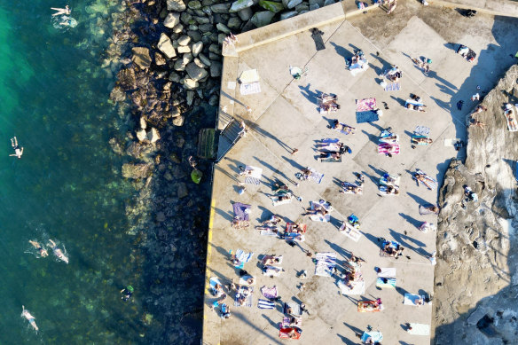 Sunbathers at Clovelly, Sydney.