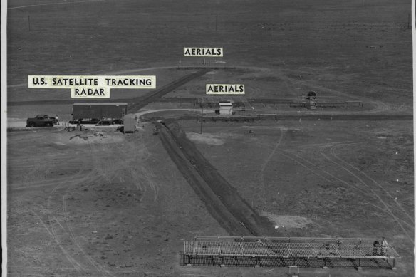 Aerial view of the satellite-tracking station installed, by U.S. scientists at the Woomera to record the progress of American satellites.