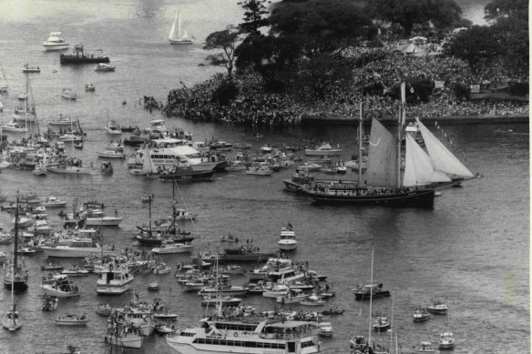 The Australia Day celebrations from the Harbour Bridge on January 26, 1988. 
