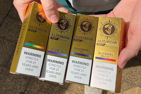 Four vapes purchased in Dulwich Hill, one from each tobacconist on the main streets.