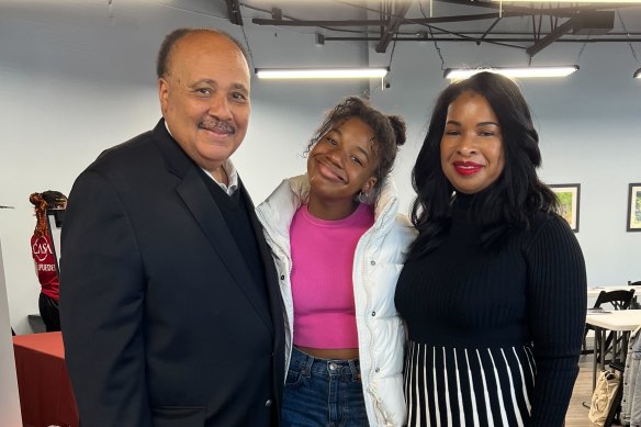 Martin Luther King III with daughter Yolanda and wife Arndrea Waters King.