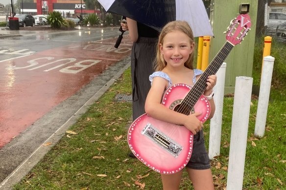 Vivienne Garrett, 8, waits for Taylor Swift to land at Sydney Airport on Monday.