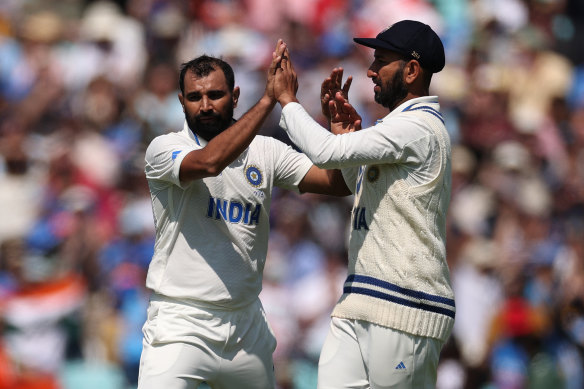 Mohammed Shami after taking the wicket of Cameron Green. 