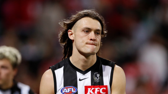 Magpies defender Darcy Moore after the preliminary final loss.