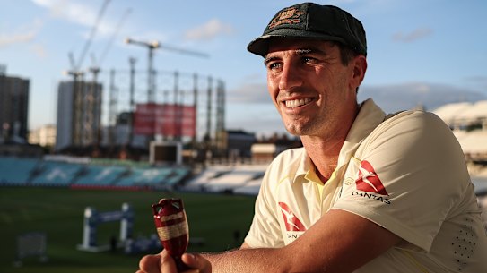 Pat Cummins relaxes with the Ashes after a stirring series in England.