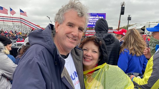 Karen Kirley, attending her fourth Trump rally, wanted friend Bob Walker to experience the thrill. 
