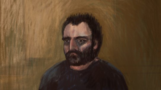 A sketch of Ross Judd, 34, appearing in the Melbourne Magistrates' Court on Wednesday.