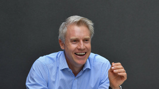 Deputy Lord Mayor Arron Wood at home last week, being interviewed over Facetime. 