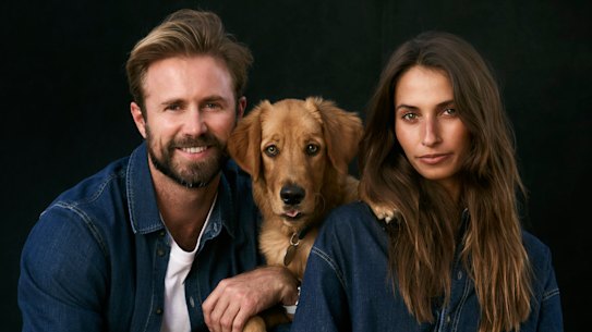 Tom: Bassike classic  shirt, $480, regular-fit slouch jeans, $420, and regular-fit T-shirt, $110. Adidas sneakers, $150.
Dominique: Bassike utility shirt, $450, and mid-rise slim crop 
jeans, $395.