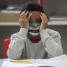 A student wears a mask on the first day back to in-person classes amid the COVID-19 pandemic in Sao Paulo, Brazil. Sao Paulo state government has allowed the schools to resume classes with up to 35 per cent of its students. 
