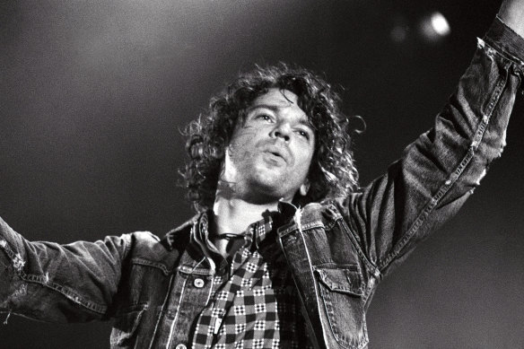 Michael Hutchence performs with INXS at the Hordern Pavilion in 1994.