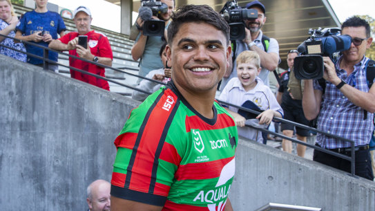 Latrell Mitchell after announcing his signing with South Sydney.