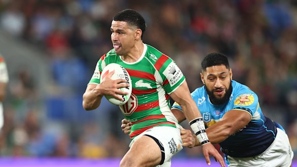 Cody Walker makes a break against the Titans.