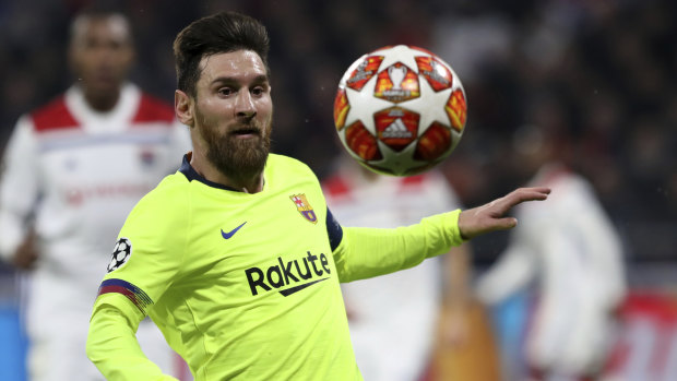 Kept quiet: Lionel Messi was unable to break through for Barcelona against Lyon.