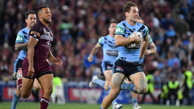 Cameron Murray finds a break during State of Origin on Wednesday night,
