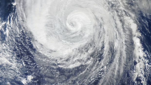 Typhoon Hagibis, as seen from space on October 11 by the Moderate Resolution Imaging Spectroradiometer (MODIS) on NASA’s Aqua satellite.