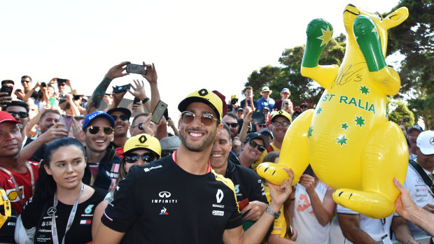 Daniel Ricciardo arrives for the big race.