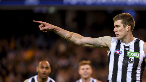 Talk of the town: Mason Cox kicked three goals for the Magpies on Friday night.
