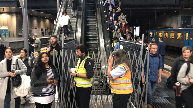 The troublesome escalator at Southern Cross station during its month-long closure.