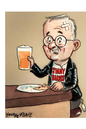 Bottoms up: Albo takes a sip.