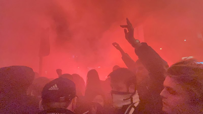 Fans set off flares in Richmond ahead of A-League grand final