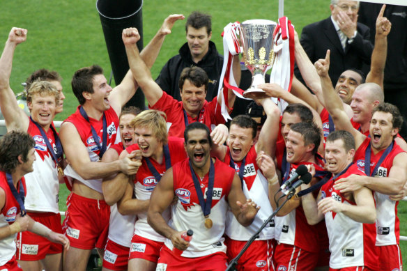 Sydney Swans celebrate after winning the grand final.