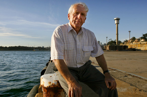 Former Maritime Union of Australia  National Secretary, John Coombs, pictured in 2008 at the site of Sydney’s waterfront dispute.