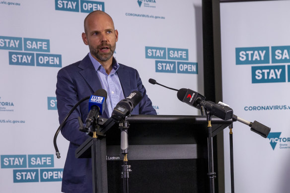 COVID-19 response commander Jeroen Weimar addresses media on Sunday.