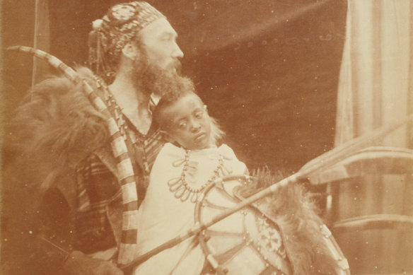 Prince Dejatch Alemayehu (1861-1879) with British captain Tristam Charles Sawyer Speedy. Alemayehu was an orphan and Speedy became his guardian.