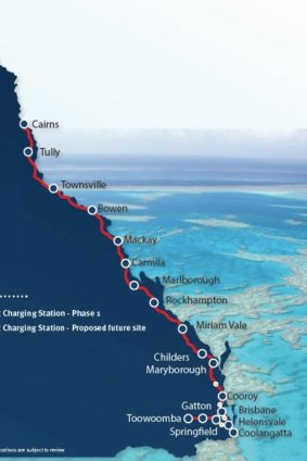 Where Queensland's electric super highway runs and where to charge your car