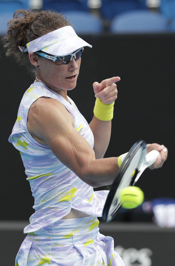 Sam Stosur succeeded in doubles first.