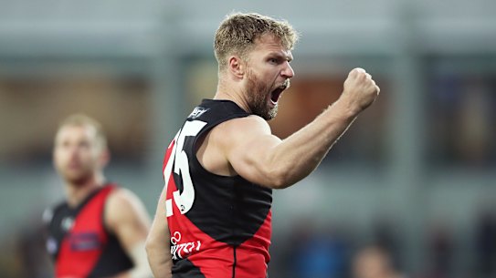 Jake Stringer kicked four as the Bombers prevailed over Hawthorn.
