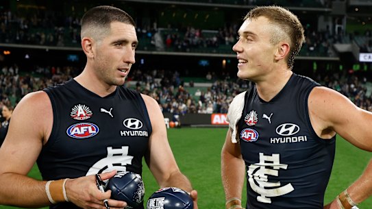 Carlton stars Jacob Weitering and Patrick Cripps.