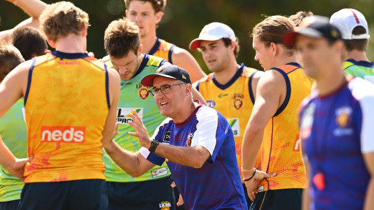 Chris Fagan addresses his team at training on Tuesday.