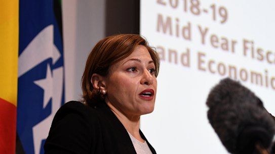 Queensland Treasurer Jackie Trad delivers the mid year budget review on Thursday.