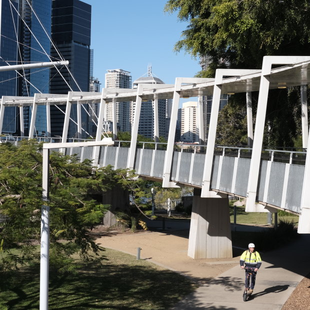 Many of Brisbane’s inner- and even outer-city bike and e-scooter paths are also shared with pedestrians.