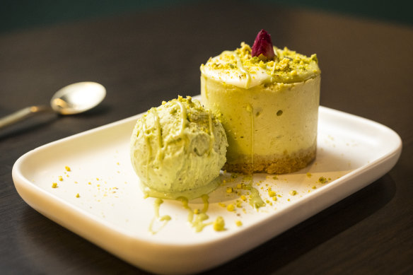 Pistachio cheesecake.