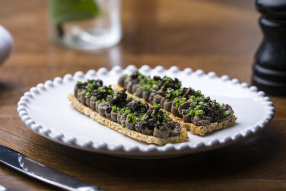 Mushroom pate dish.