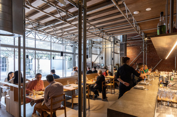 The restaurant’s unusual industrial design was a feature.