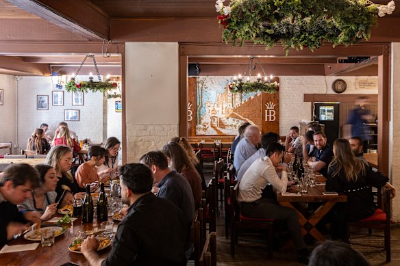 Hofbrauhaus is a boisterous and good-spirited beer hall.