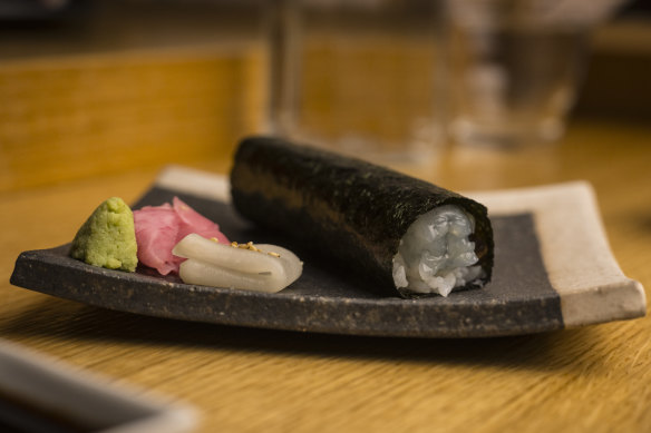 The raw Crystal Bay prawn roll.