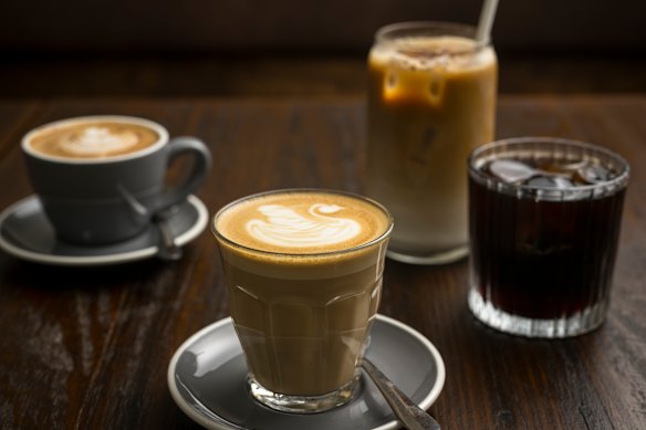 A selection of coffees at Rosso.