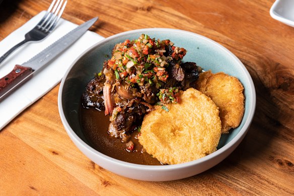 Bluestone serves its barbecue with arepas, in a nod to its owners’ South American roots.