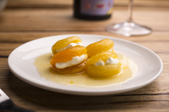 Apricots, labne and honey, one of the simplest and greatest desserts ever.