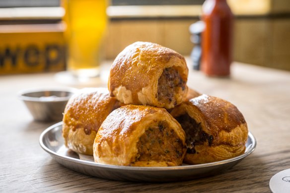 Sausage rolls at the Builders Arms Hotel, Fitzroy.