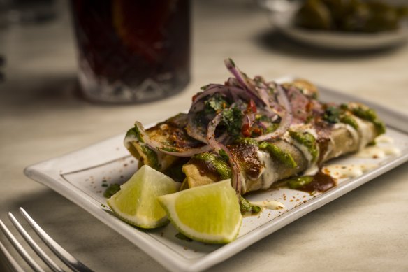 Mexican taquitos filled with slow-braised beef.