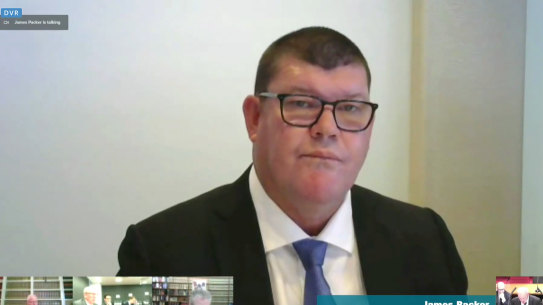 James Packer giving evidence on Wednesday. 