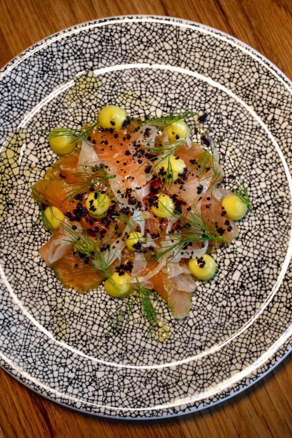 Salmon gravlax.